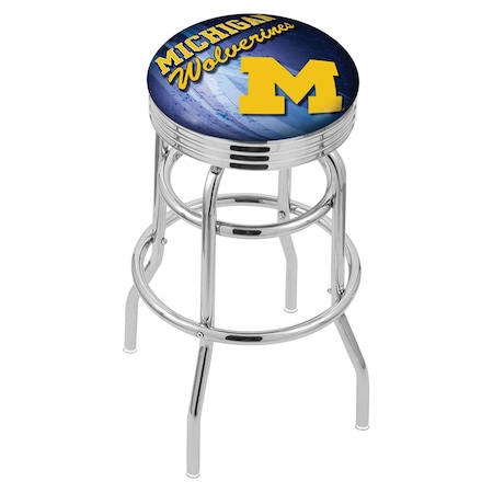 Holland Bar Stool Co 25" Chrome 2-Ring Michigan Swivel Bar Stool, Accent Ring L7C3C25MichUn-D2